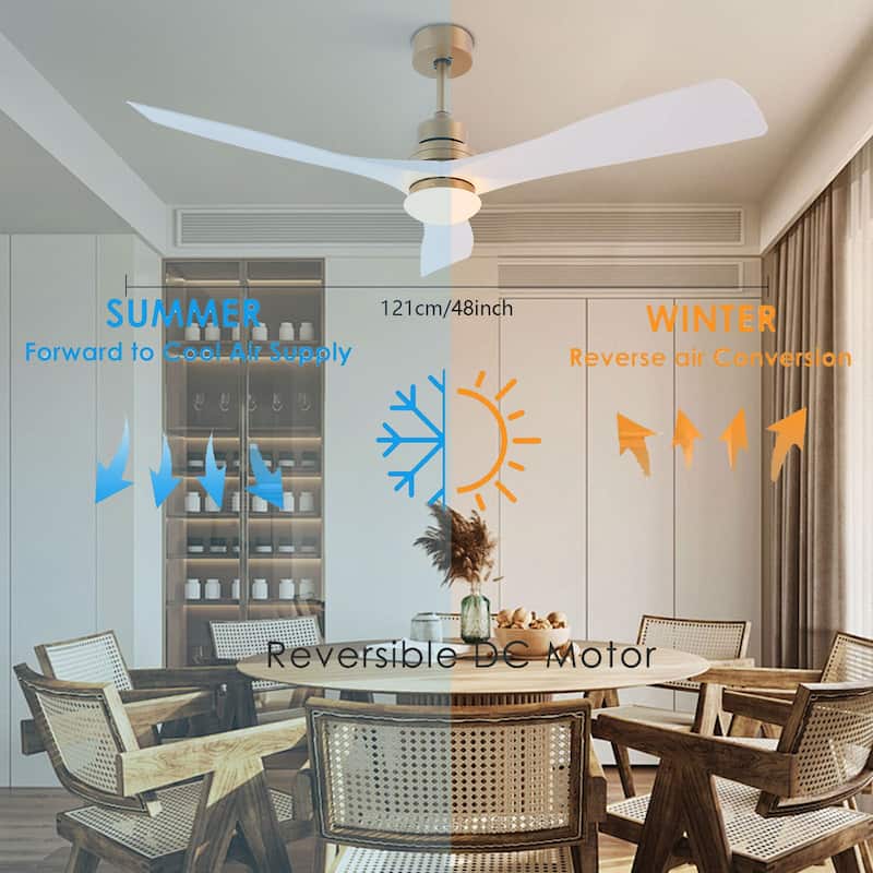47In Modern 3-Blade 6-Speed Propeller Ceiling Fan Light with Remote