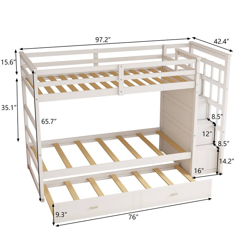 Twin Over Twin Solid Wood Bunk Bed