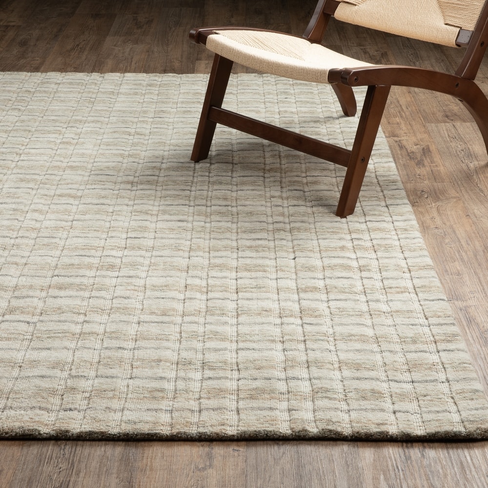 Thalia Scandinavian Textured Stripes Beige/ Gold PET Yarn Area Rug-