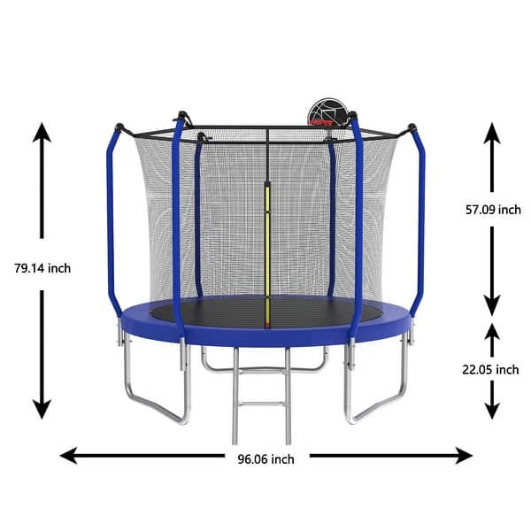 Trampoline with Basketball Hoop, Outdoor Trampoline with Enclosure Net