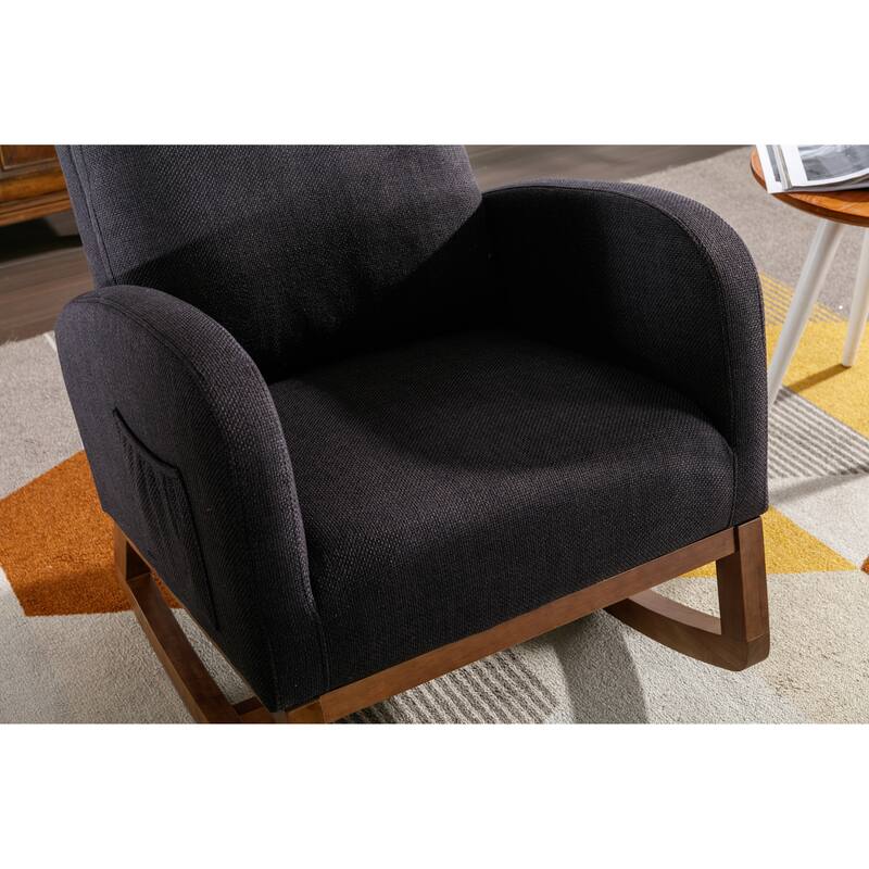 GDFStudio - Amelia Linen Upholstered Rocking Chair with Spacious Seat and Tall Back Design