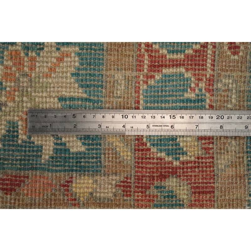Hand Knotted Oriental 100% Wool Carpet Transitional All-Over Green Oushak Area Rug - 5' 5'' X 3' 2''