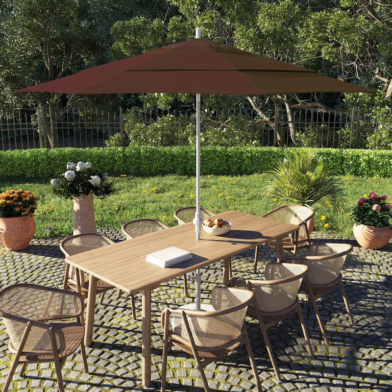California Umbrella 11' Rd. Alum/Fiberglass Rib Patio Umb,Crank Lift/Collar Tilt, Dbl Wind Vent, White Finish, Sunbrella Fabric - Bay Brown
