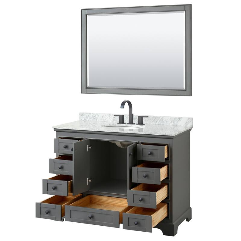 Deborah 48-inch Dark Gray Single Vanity, Oval Sink, 46-inch Mirror