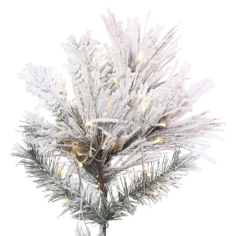 Vickerman 6.5' x 42" Flocked Atka Slim Artificial Christmas Tree, Warm White Wide Angle 3mm Low Voltage LED lights
