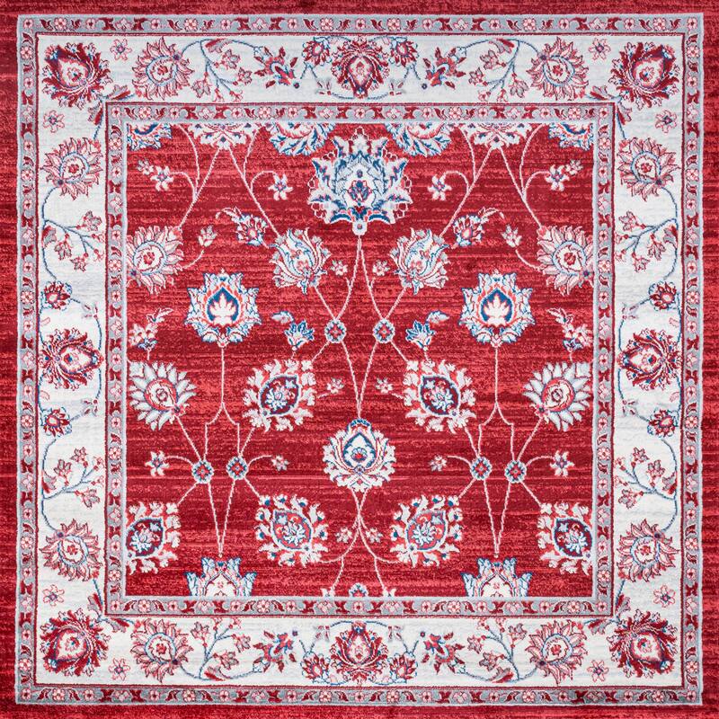 JONATHAN Y Traditional Persian Vintage Moroccan Area Rug - 5' Square - Red/Cream