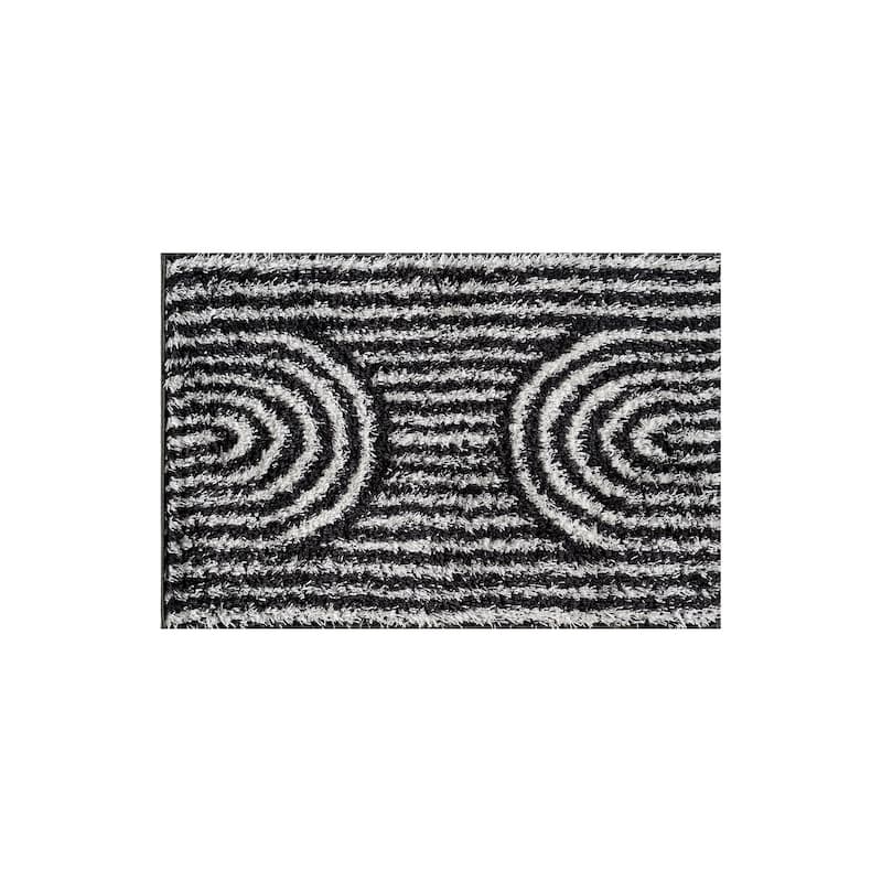 Abstract Arch Shag Rug - Medium Pile, Durable & Easy to Clean - Anthracite Dark Gray