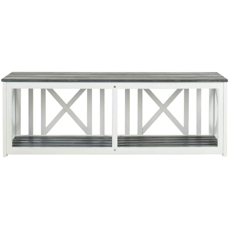 SAFAVIEH Deirdre White / Ash Grey Outdoor Bench - 51Wx14Dx18H