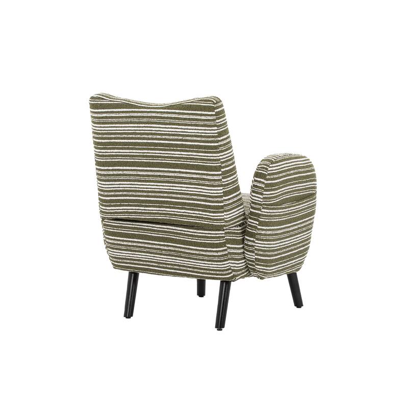 Boucle Upholstered Lounge Armchair, Reading Chair with Side Storage Pocket, Single Sofa Chair with Solid Wood Legs