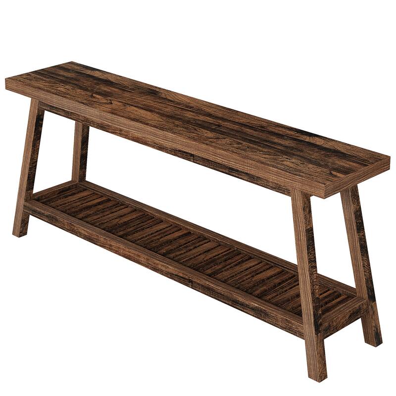 70.9" Extra Long Farmhouse Console Table with 2-Tier Open Storage