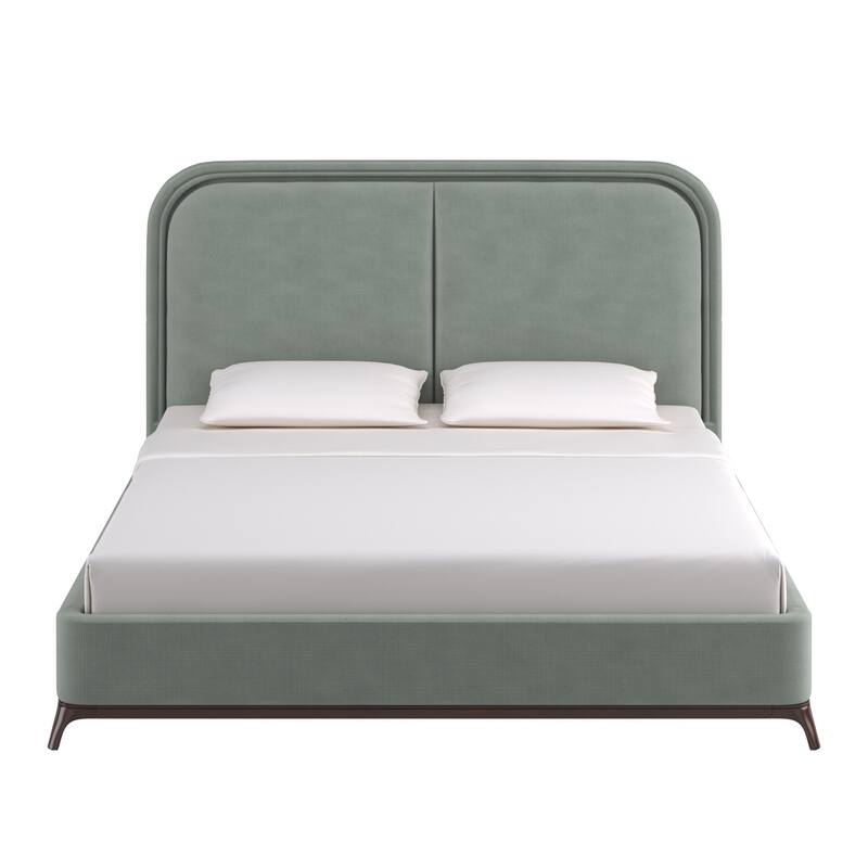 Tremont Curved LED Upholstered Platform Bed with Under-Bed Lighting by iNSPIRE Q Modern
