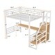 preview thumbnail 4 of 12, Full Size Metal Loft Bed with Desk,Storage Staircase and Wardrobe,Modern Style