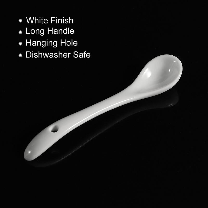 Ceramic Spoons 3.7" White Spoon for Home Kitchen Restaurant 8 Pcs