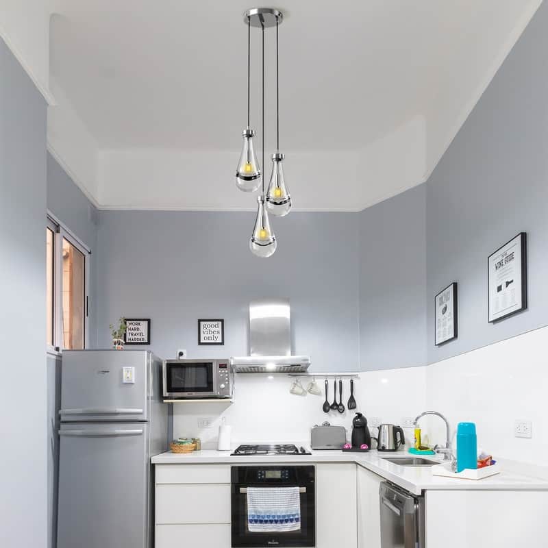 KAYLA Raindrop Chandelier, Modern Glass Pendant Light, Bulb Included