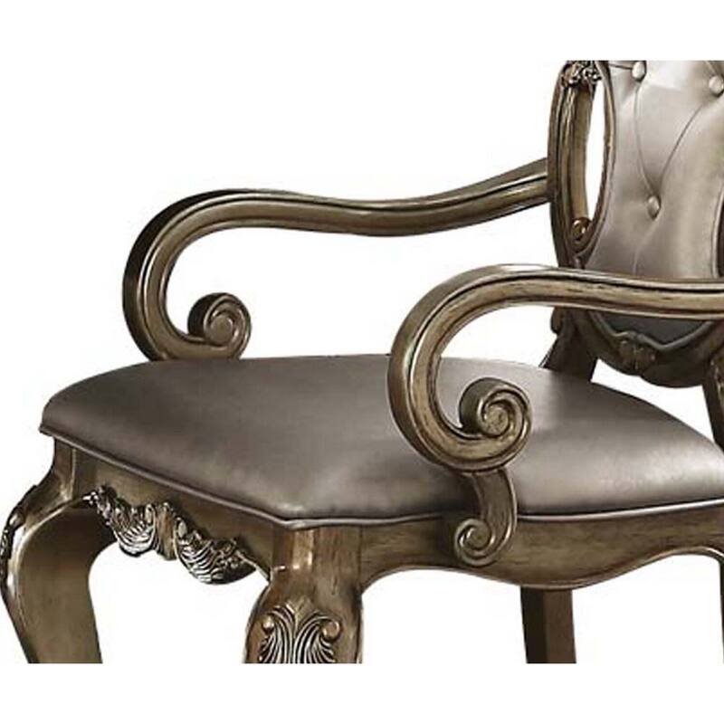 Brown/Champagne Faux Leather Upholstered Wood Frame Dining Chair, Set of 2, Sturdy Dining Chair for Dining Rooms - 21.75