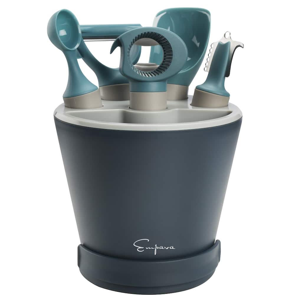 Crock Sets with 5 Pieces Kitchen Gadgets with Herb Cutter, Melon Baller, Ice Cream Scoop, Y-peeler, Lemon Zester, Bottle Opener