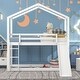 preview thumbnail 2 of 14, Twin Over Twin Bunk Bed with Playhouse Roof, Slide, and Ladder