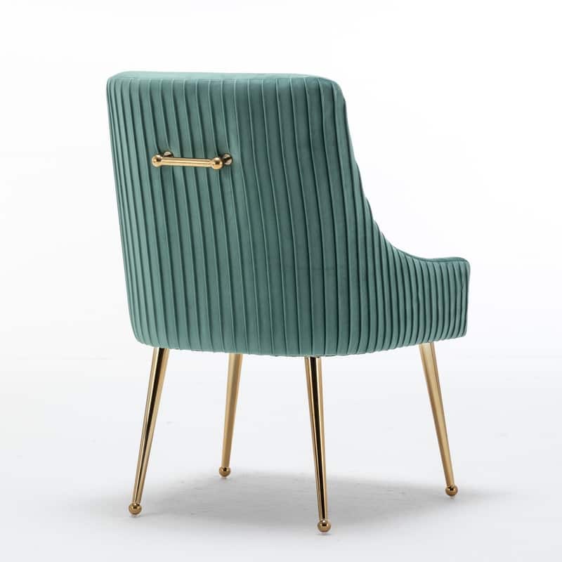 SEYNAR Modern Glam Boucle Pleated Velvet Dining Chair or Vanity Chair Set of 4 with Rear Handle