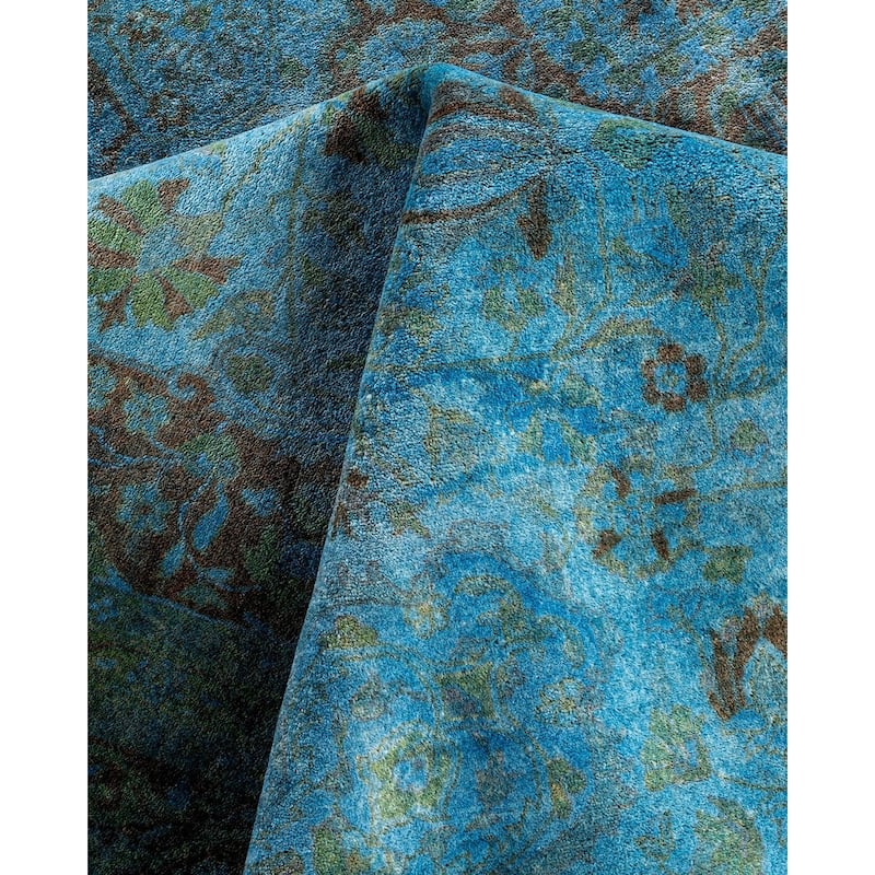 Fine Vibrance One-of-a-Kind Hand-Knotted Area Rug - Blue, 8' 1" x 10' 1" - 8' 1" x 10' 1"