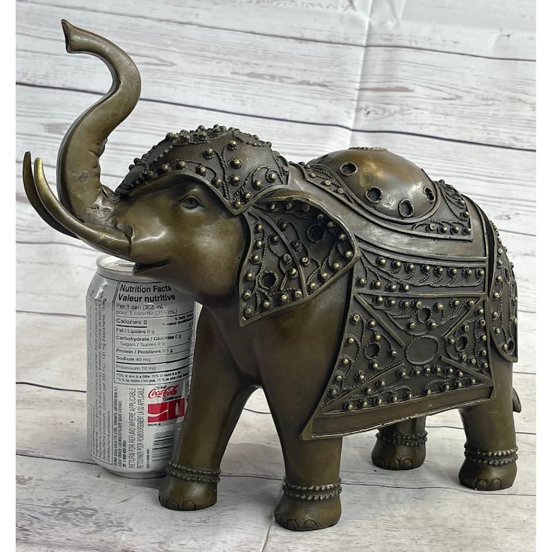 Signed Laughing Imitative Elephant Symbol Of Luck Bronze Sculpture Statue Artwork