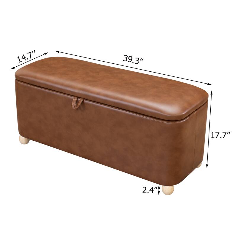Adeco Storage Ottoman End of Bed Bedroom Entryway Bench