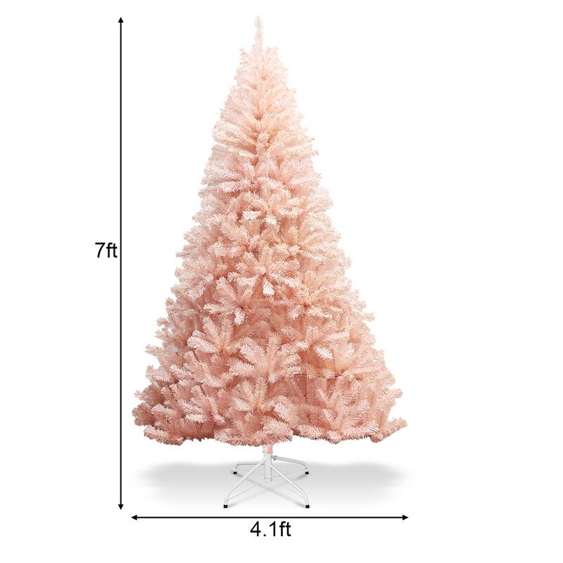 Gymax 6ft/ 7ft Pink Classic Pine Christmas Tree Artificial Hinged - See Details