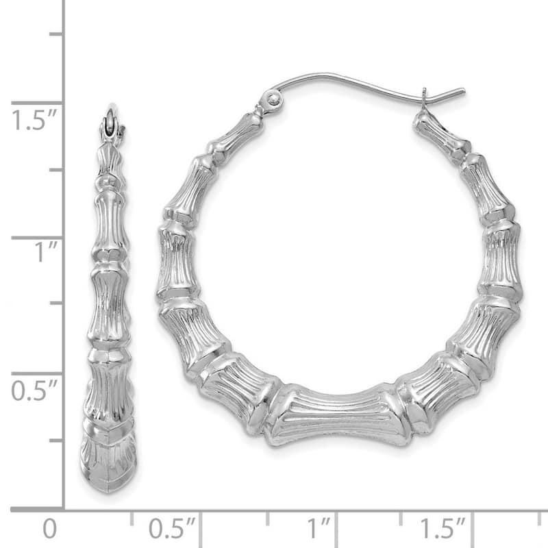 Curata 14k White Gold Satin Polished Bamboo Hoop Earrings 36.11x5.45mm