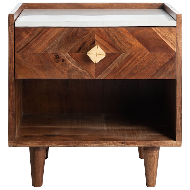 SAFAVIEH Alivia Parquet 1-Drawer 1-Shelf Nightstand