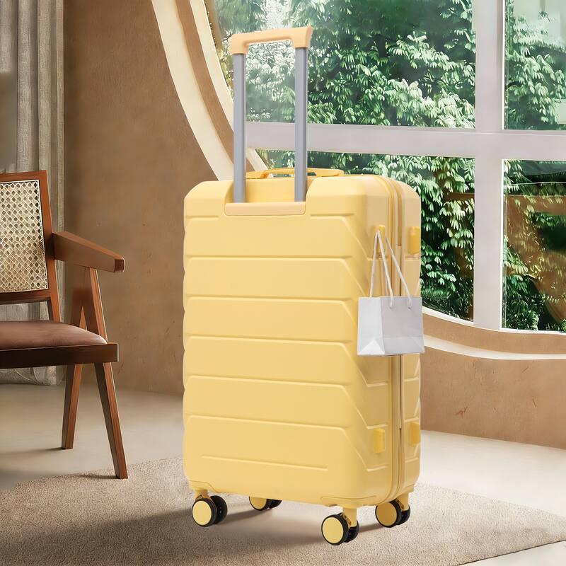 28 Inch Large Checked Luggage, Scratch Resistant Surface Four Multi-Directional Wheels, With Combination Lock and Side Hooks