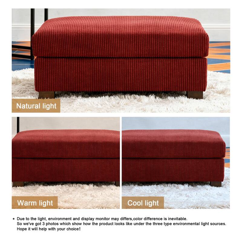 Modern Oversized striped Corduroy Ottoman