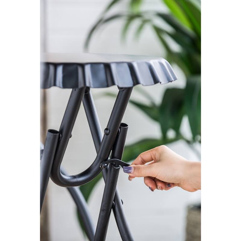 2-in-1 Industrial Foldable Side Table Set with Foldable Legs