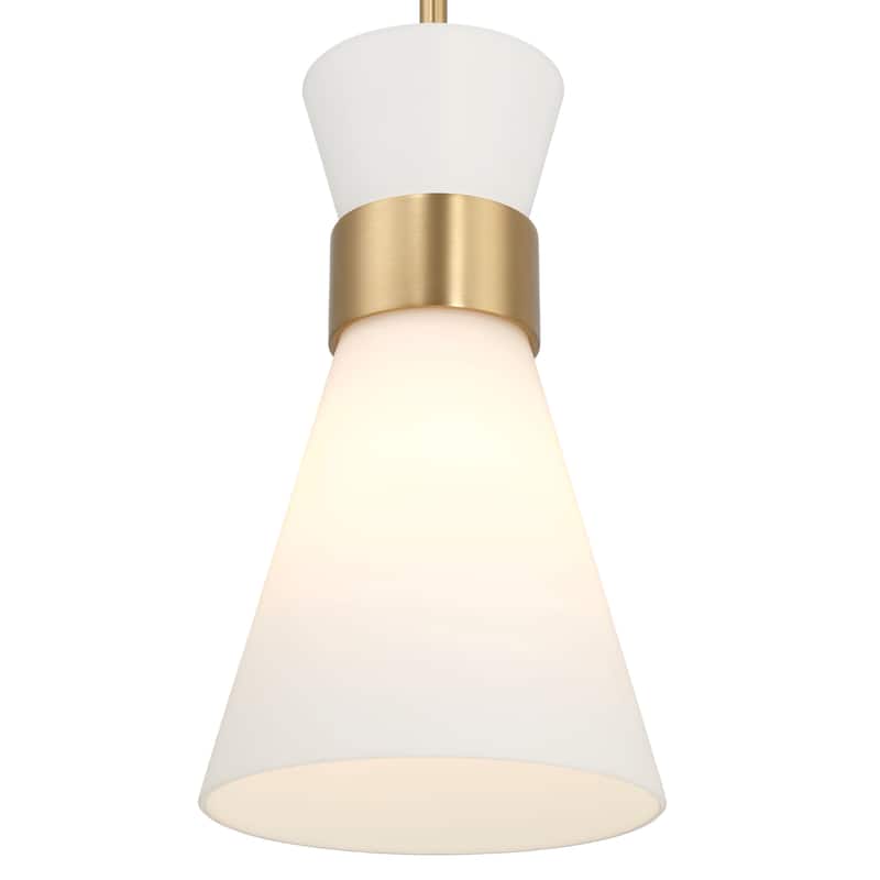 Kit Tapered Opal Glass and Metal Ceiling Light - 7.0"L x 7.0"W x 12.0"H