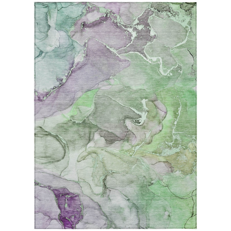 Machine Washable Indoor/ Outdoor Chantille Watercolor Rug