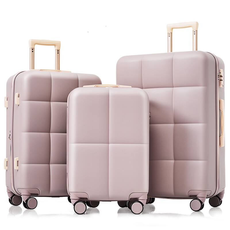 3-Piece, Modern Luggage Sets Hard Shell Luggage with Cup Holder and Spinner Wheels, for Boarding Travel, Brown - Brown