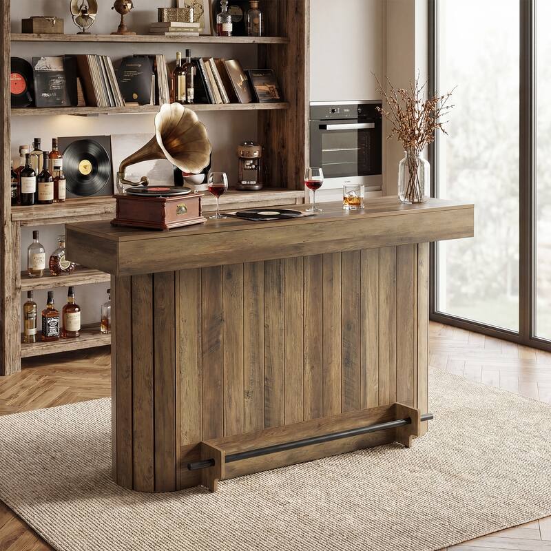 3-Tier Bar Table, 63-Inch Home Bar Unit, Pub Table with Storage Shelves for Living Room, Bistro, Dining Room