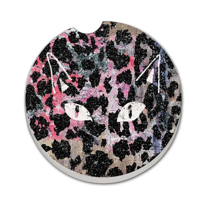 Cat Eyes 2 Pack Absorbent Stone Coaster for Vehicle Cup Holder 2.6” Diameter Manufactured in The USA - Multi