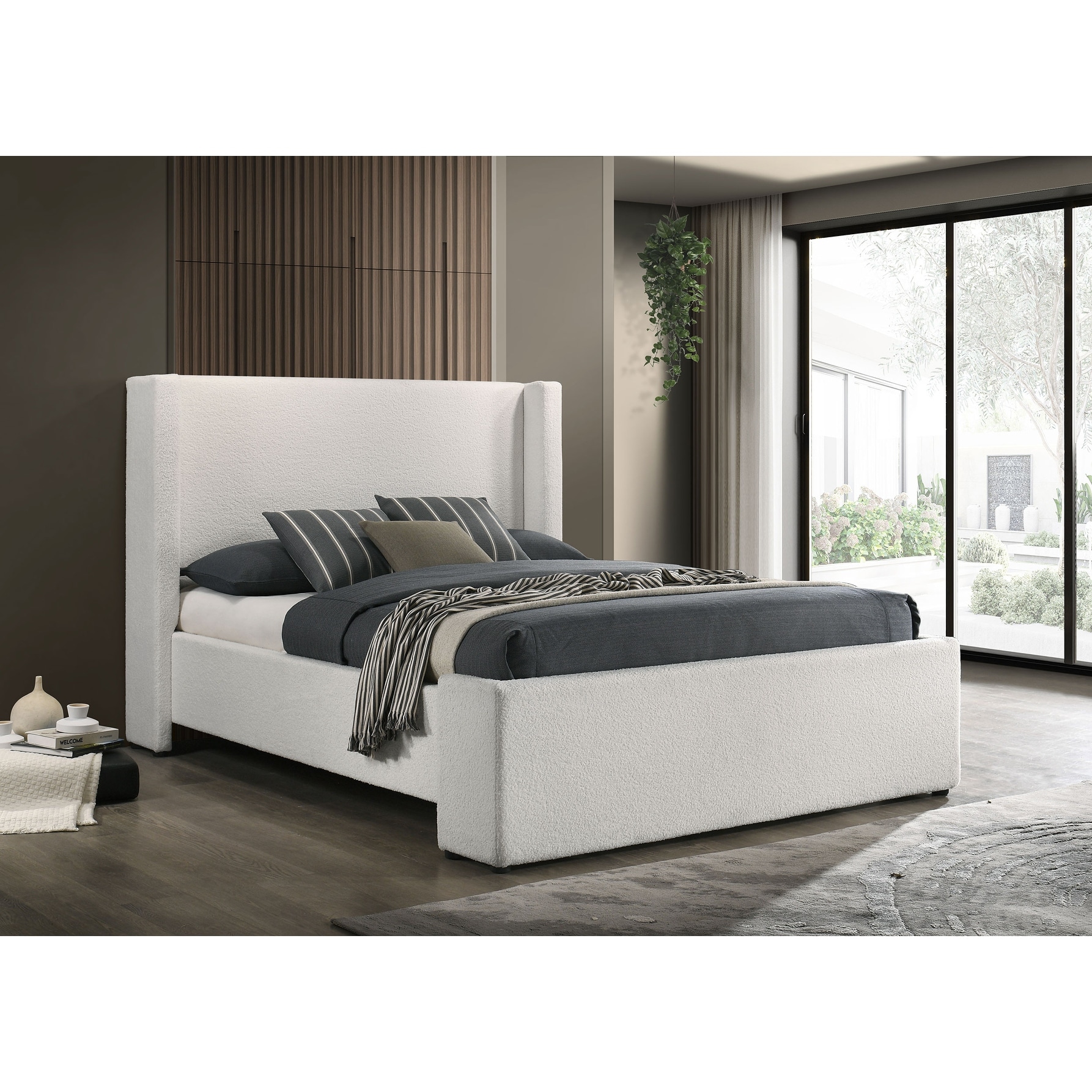 Alamosa Boucle Upholstered Platform Bed White