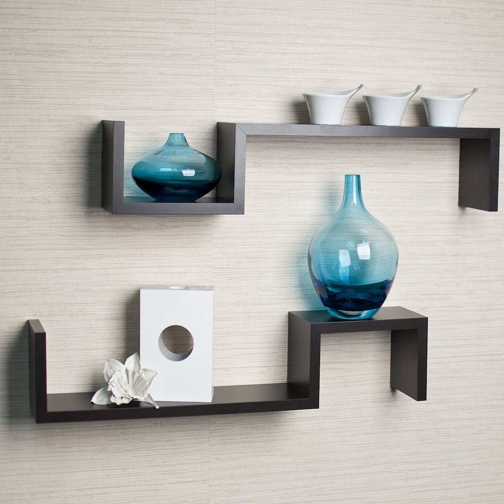 Danya B Espresso "S" Wall Mount Shelves (Set of 2)