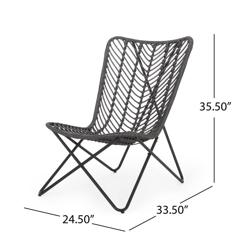 Galtin Outdoor Wicker and Iron Accent Chairs (Set of 2) by Christopher Knight Home