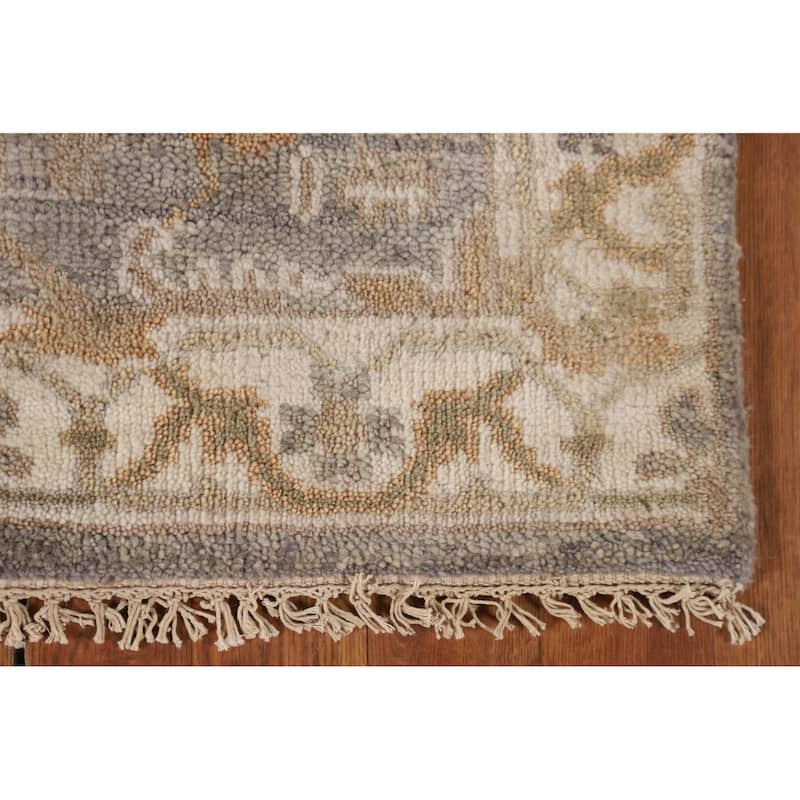 Gray Oushak Indian Runner Rug Handmade Wool Carpet - 2'7"x 11'7"