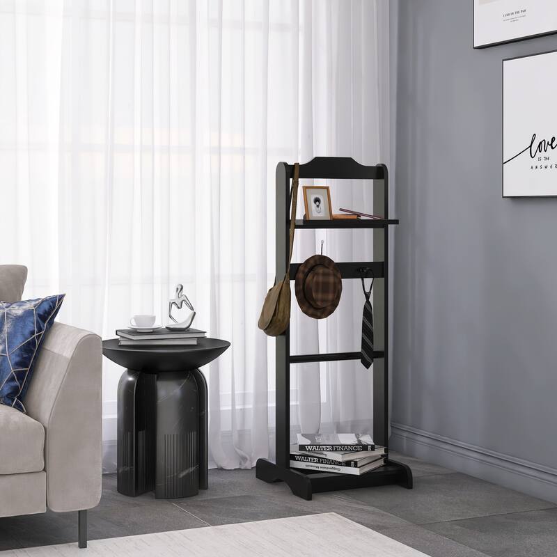 Modern Minimalist Coat Rack with Portable Clothing Rack, Storage Shelf, White Finish, for Entrance and Hallway, Living Room