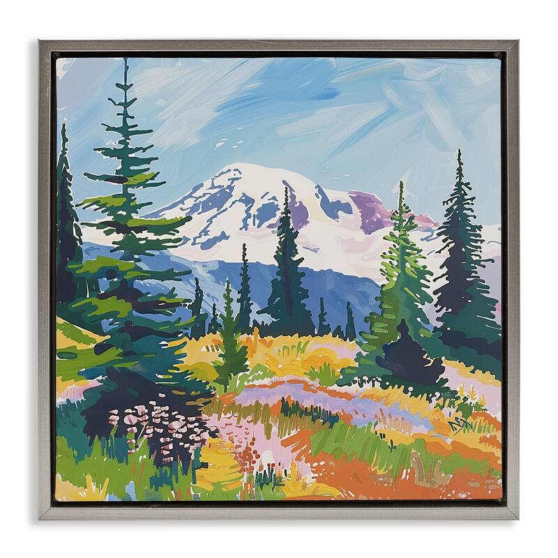 Stupell Peaceful Mountain Valley Scenery Framed Floater Canvas Wall Art Design By Walker Noble - 25 x 25 - Grey