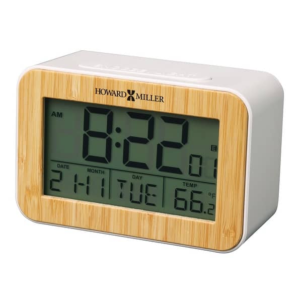 slide 1 of 1, Howard Miller Bamboo Box Alarm Clock - 4.25-inches Wide