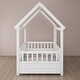 preview thumbnail 6 of 9, House Bed Twin Size Floor Bed with Fence Railings, Montessori Bed Frame, Wood Playhouse Beds for Kids Girls Boys, White