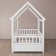 preview thumbnail 7 of 20, Kids and Baby Twin Size Floor House Bed with House Roof Frame and Fence Guardrails