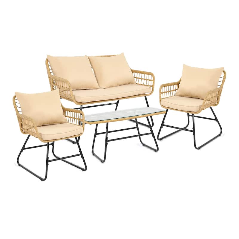 Moasis 4 Person Seating Group with Cushions - 4 Pcs