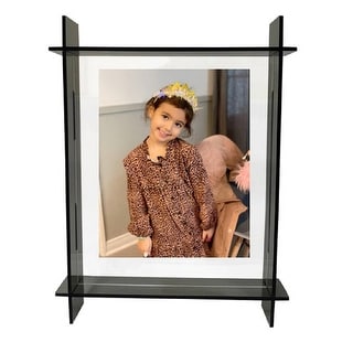 Grey Lucite Picture Frame size 5x7 - 8.9x11.2x2.3 Inches