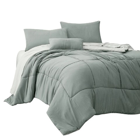 Alice 8 Piece Full Comforter Set, Reversible, Soft Sage By The Urban Port
