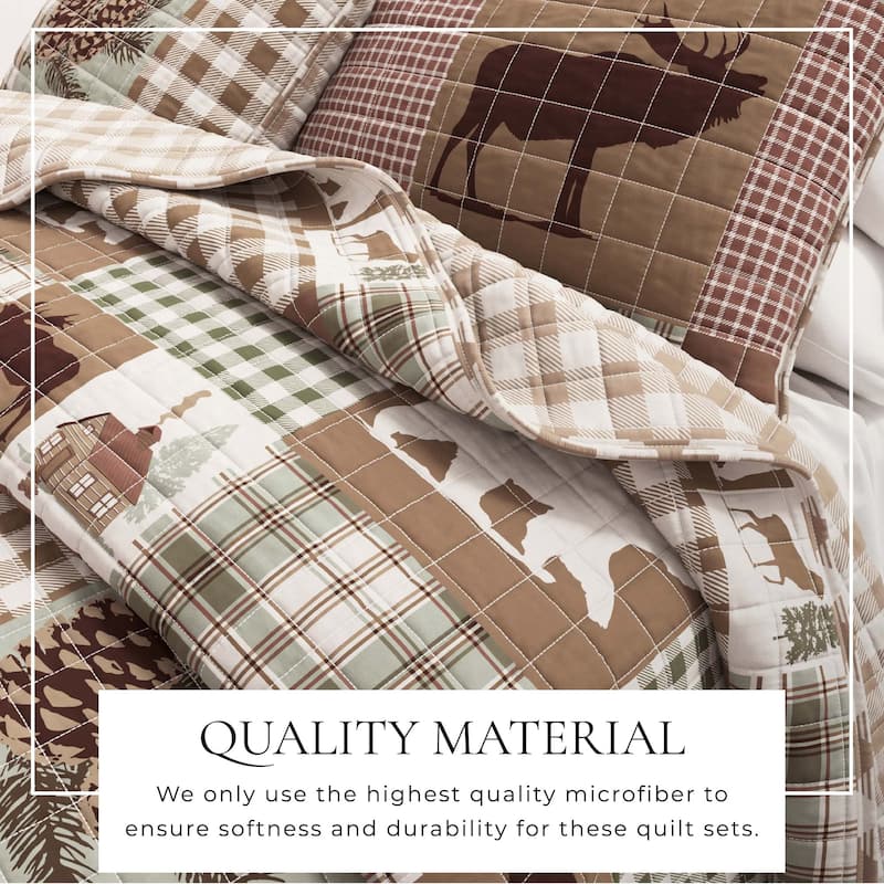 Rustic Woodland Reversible Microfiber Quilt Set with Shams