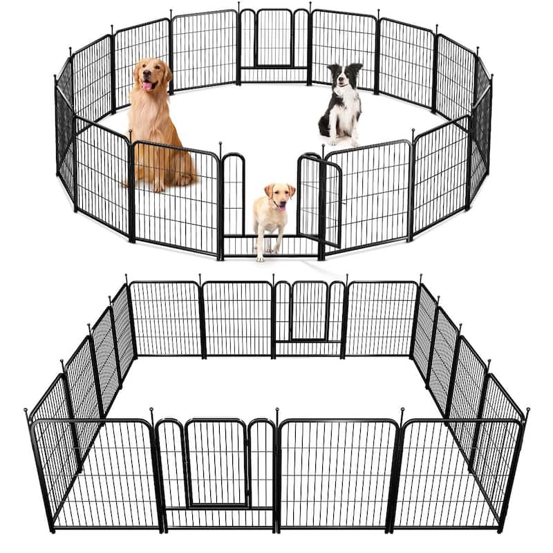 GARPROVM 16 Panels 32" Height Dog Playpen Heavy Duty Pet Fence Indoor Outdoor - 16 Panels 32" H
